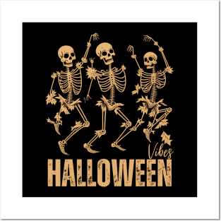 Vintage Halloween Dancing skeleton Funny Posters and Art